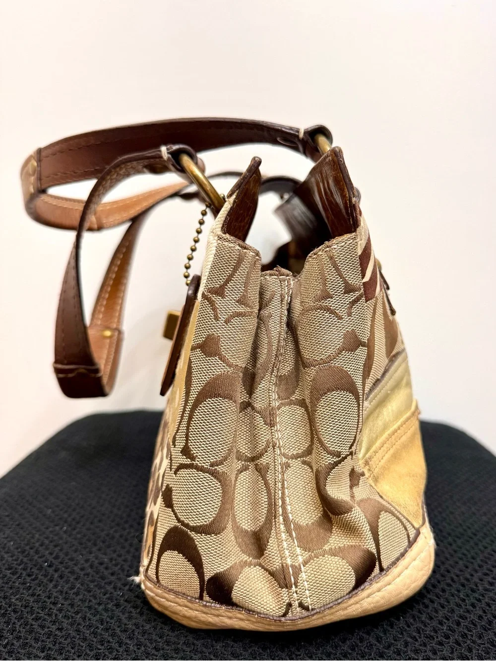 Authentic Coach Patchwork Tote Bag Signature Turnlock Handbag 10816 Vintage